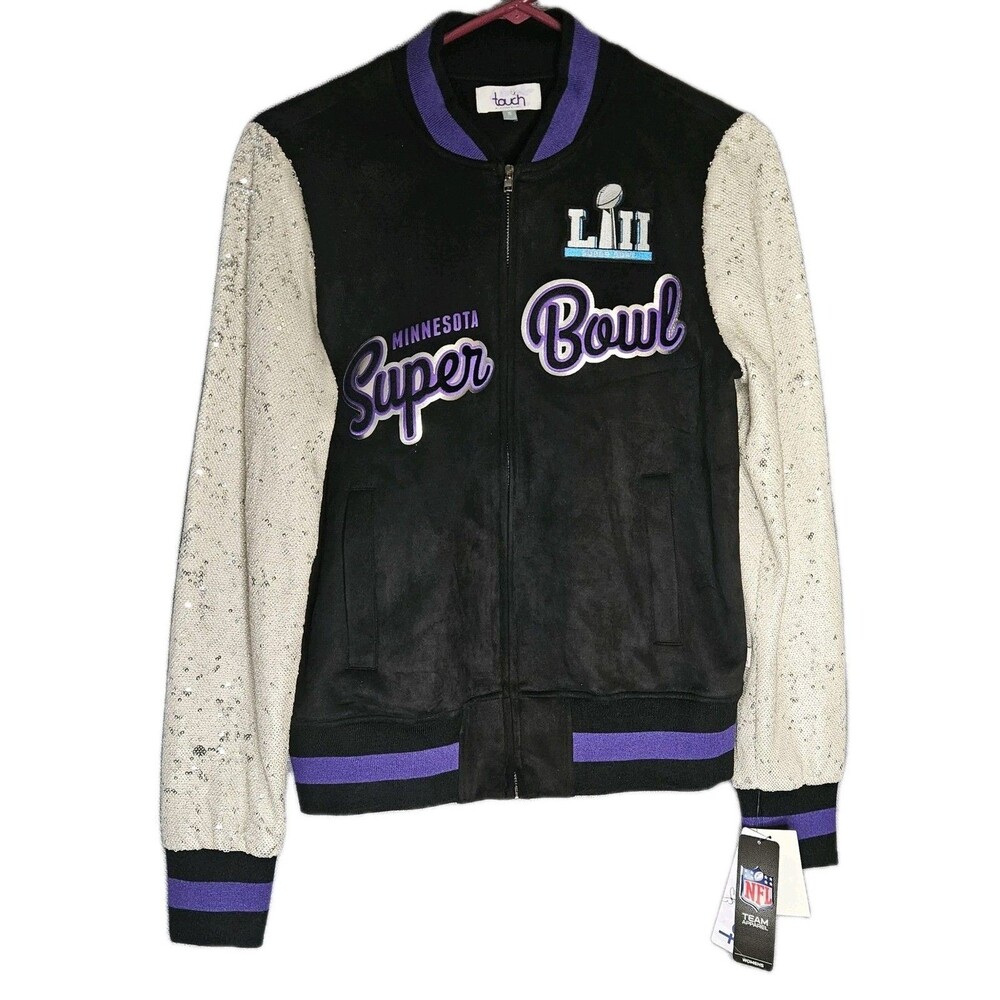 Alyssa Milano NFL Super Bowl 52 Minnesota BLK  Womens Jacket Eagles Patriots S